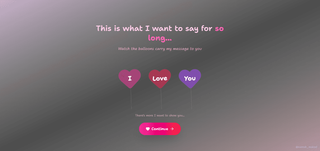 Romantic Love Proposal & Surprise Website - I Love You Balloons